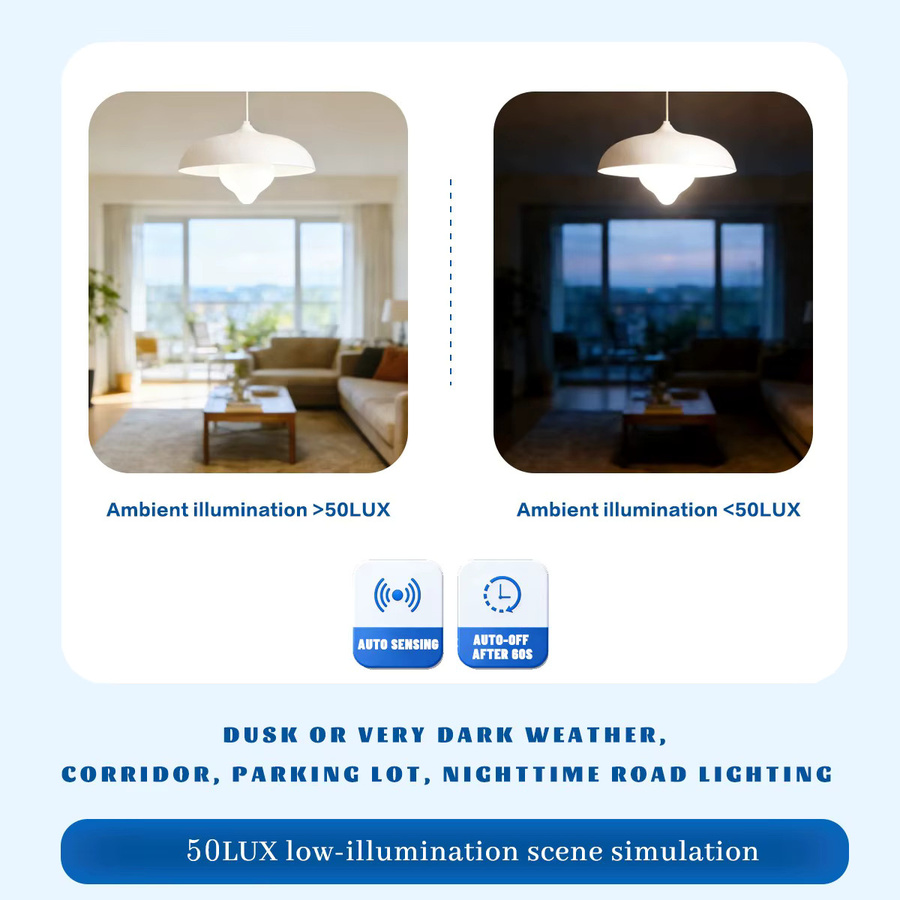 2er-Set Gatetop LED-Glühbirnen mit Mikrowellen-Radarsensor und Bewegungserkennung, 10 W, 220 V, Weiß - Bild 3