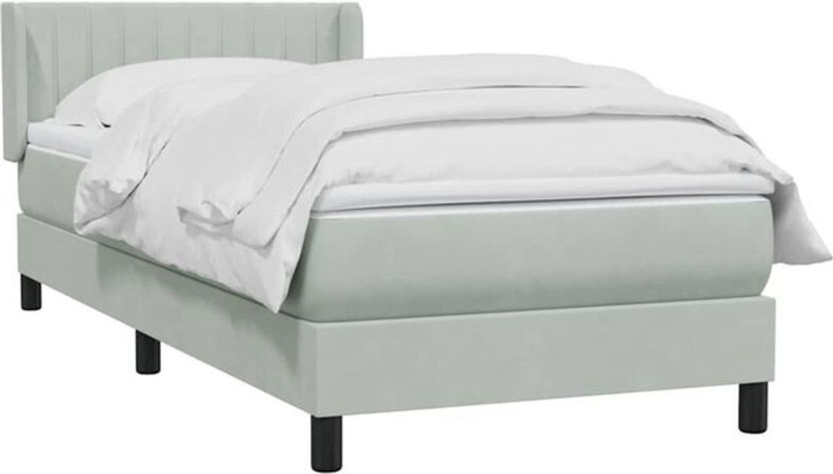 vidaxl Boxspringbett mit Matratze in Grau aus Samt, B/L: 80 x 210 cm - Bild 1