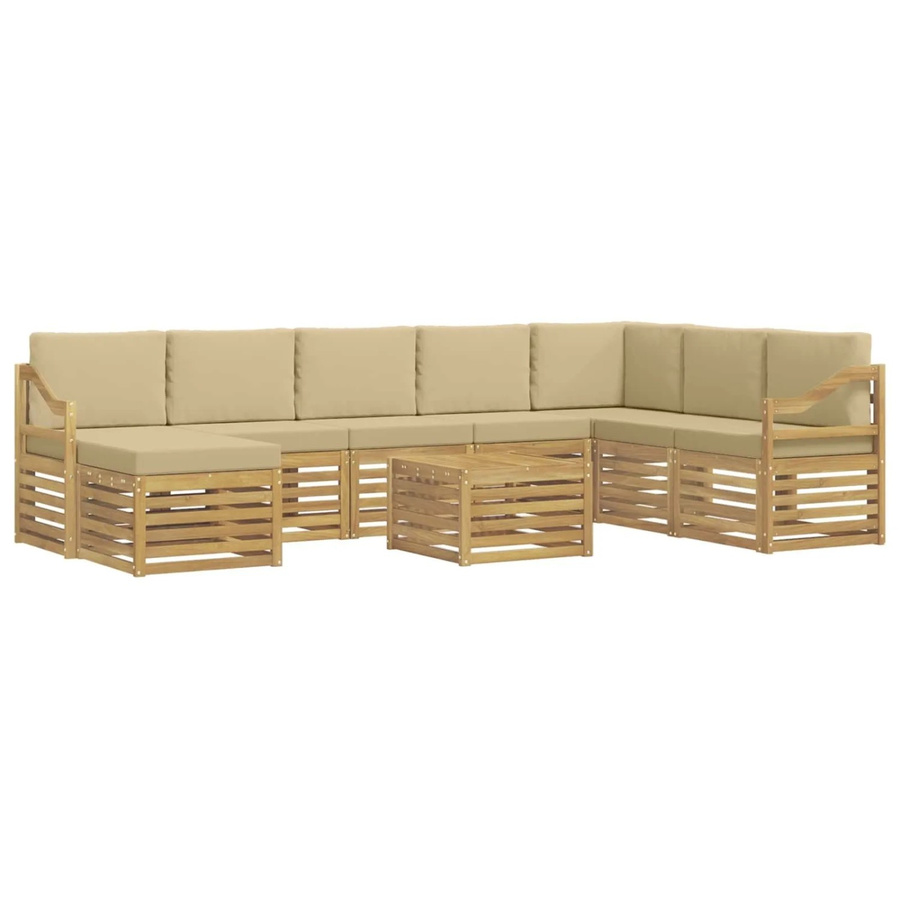 vidaXL Sofagarnitur aus Massivholz Akazie im modernen Latten-Design mit Armlehnen in Beige und Braun - Bild 2