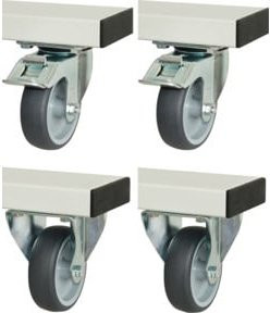 RAU Rollensatz für höhenverstellbare Arbeitstische Adlatus 300/600, 2 Bockrollen und 2 Lenkrollen mit Feststeller, Farbe: Grau, Durchmesser: 100 mm, Höhe: 125 mm - Bild 1