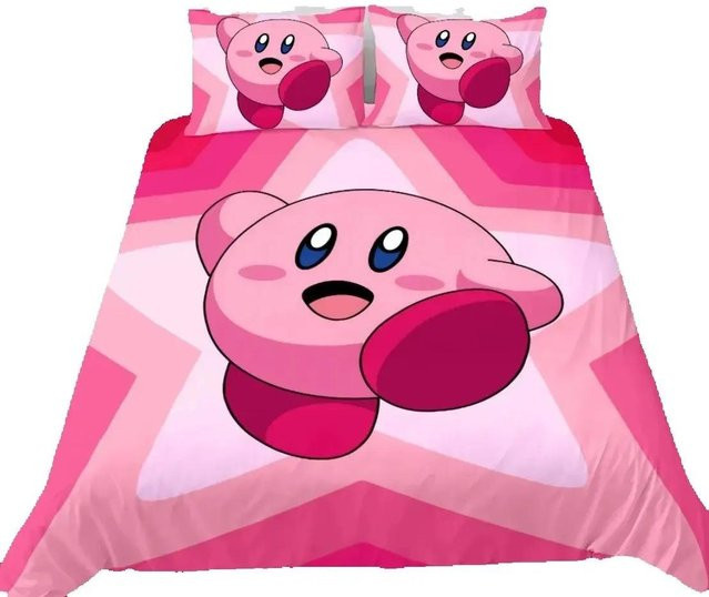 Bettwäsche-Set Kirby Star Allies mit 3D-Digitaldruck von Binchi Fitness in Pink, B/H: 140 x 210 cm - Bild 1