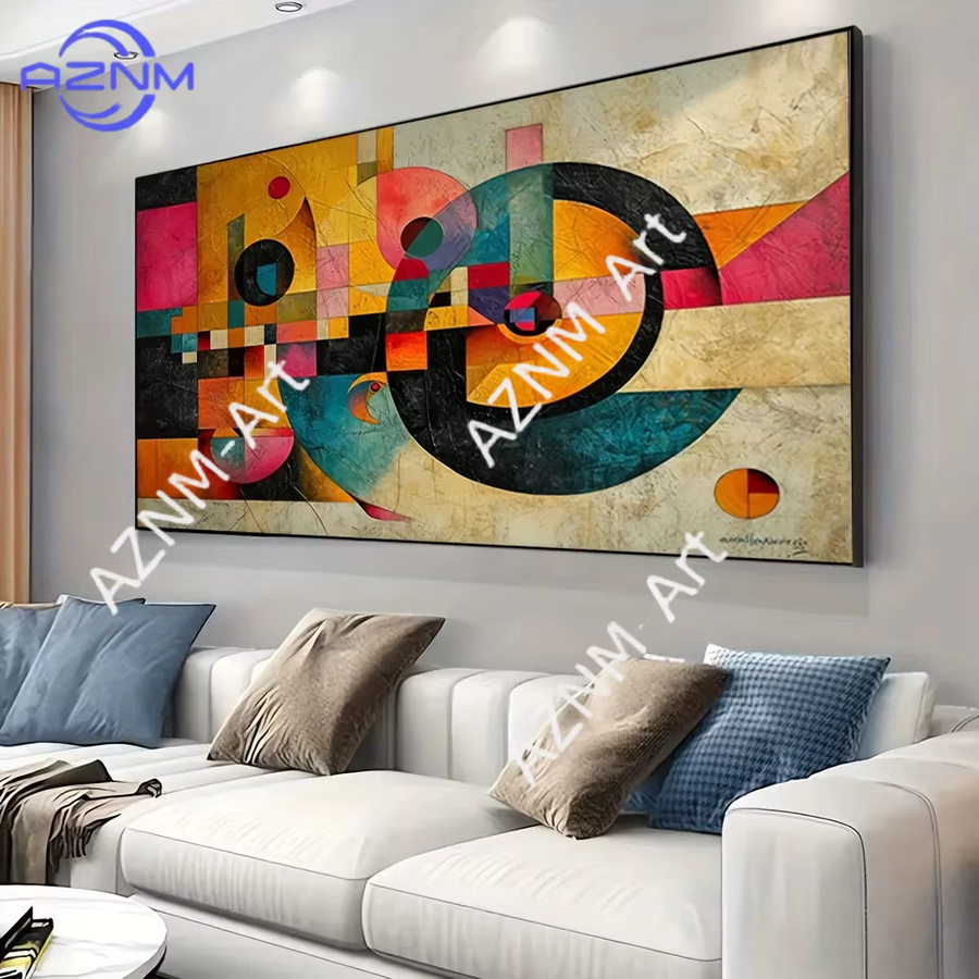 AZNM Moderne Abstrakte Kunst Leinwand mit geometrischem Design in Multicolour - Bild 3