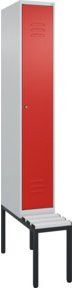 C+P Spind Classic PLUS Garderobenschrank mit Sitzbank, 1 Abteil, Lichtgrau, B/H/T: 212,0 x 81,5 x 30,0 cm - Bild 1