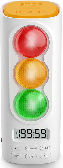 Visueller Timer von NOKLEAD mit LCD-Display und Audio-Funktion, Ampel-Countdown in Weiß - Bild 1