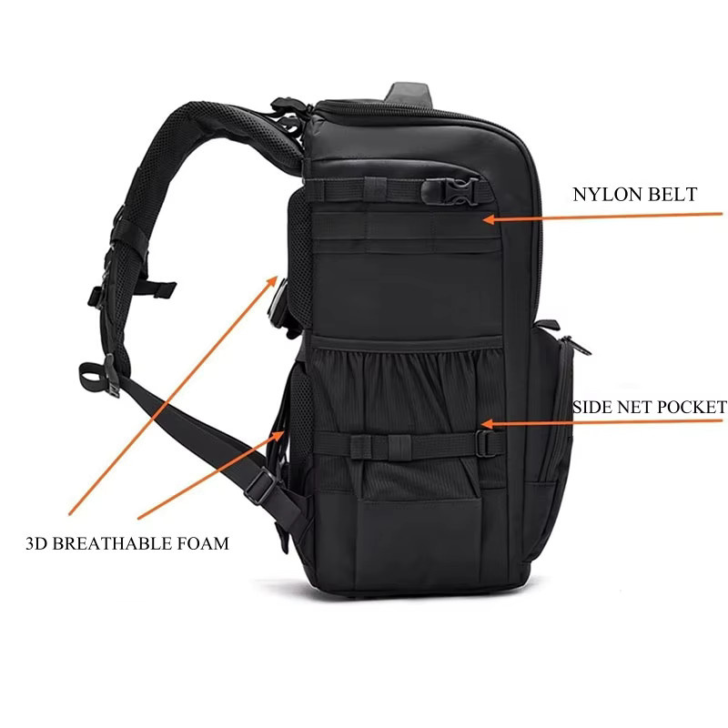Mithsspoo Kamera Rucksack für DSLR und Teleobjektive, wasserdichte und gepolsterte Teleobjektivtasche in Schwarz, passend für Fuji, Canon, Nikon und Sony mit 200–600 mm oder 400–800 mm Objektiven - Bild 4