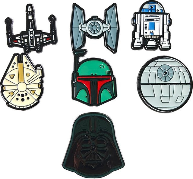 Star Wars Abzeichen-Set, 7-teilig, Metall-Emaille-Pins, Bunt - Bild 1