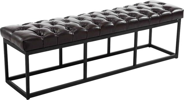 CLP Sitzbank Amun mit Kunstleder-Bezug in Schwarz-Braun und schwarzem Metallgestell, Breite: 150 cm - Bild 1