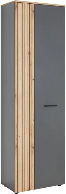Mömax Garderobenschrank Cadix in Anthrazit und Eichefarben mit Scharniertüren und Regalböden, H: 195 cm, B: 60 cm, T: 36 cm - Bild 1