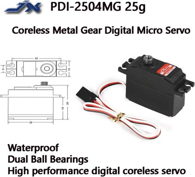 Jx PDI-2504MG Digital Micro Servo, Metall, Schwarz, Zubehör - Bild 1