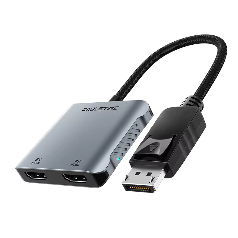 CABLETIME DisplayPort-zu-Dual-HDMI-Adapter mit 8K MST und 4K bei 60 Hz für Dual-Display-Anwendungen an Mac und Laptop - Bild 6