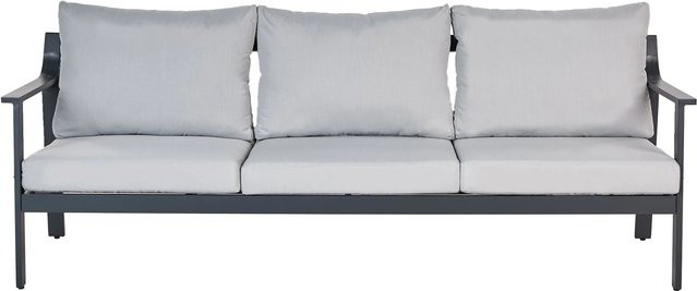 Beliani Gartensofa KIATO Hellgrau mit Polsterung und UV-beständigen Kissen, B/T/H: 225 x 80 x 77 cm - Bild 1