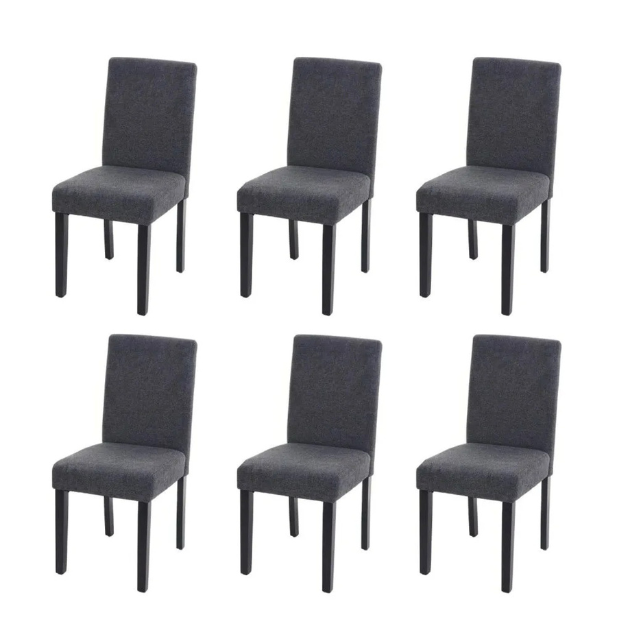 6er-Set MCW Esszimmerstühle Littau aus Textil in Anthrazitgrau mit Pappelholz-Beinen - Bild 3