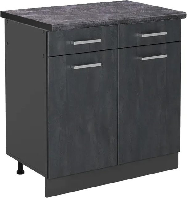 Vicco Küchenunterschrank R-Line Schubladenschrank in Schwarz Beton und Anthrazit, Breite: 80 cm - Bild 1