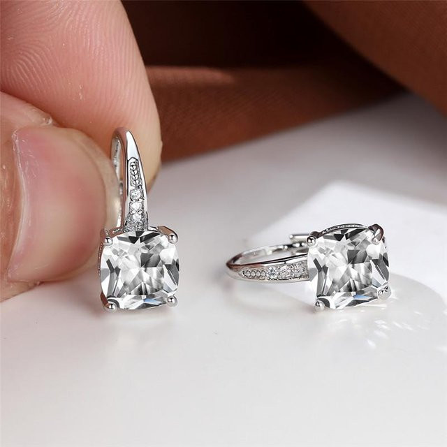 Yiran Jewelry Creolen, Kupfer, Weiß, Zirkonia, Kristall, Damen - Bild 1