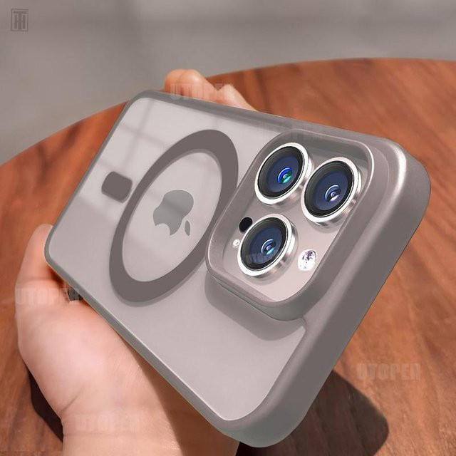 Yiran MagSafe Schutzhülle für iPhone 11 bis 16 Pro Max Plus, Transparente Matte Rand Hartschale mit starker Magnetfunktion - Bild 1