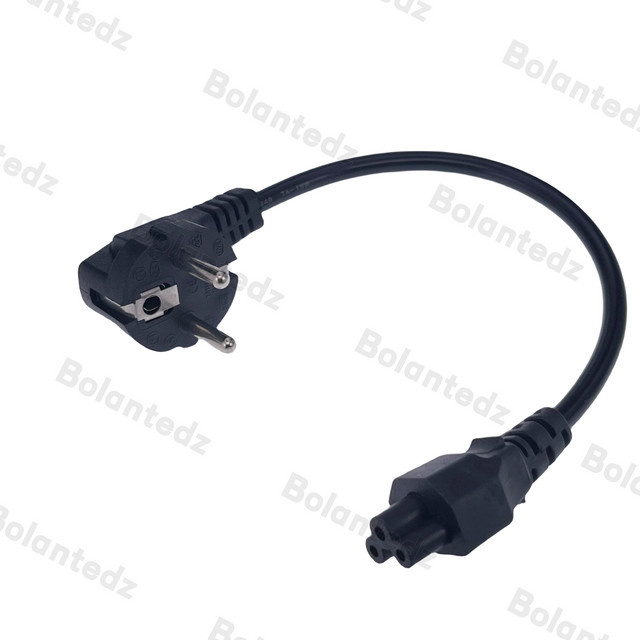 Bolantedz Netzkabel mit EU 2-poligem Stecker auf IEC 320 C5 für Notebook-Netzteile, Schwarz, 30 cm - Bild 1