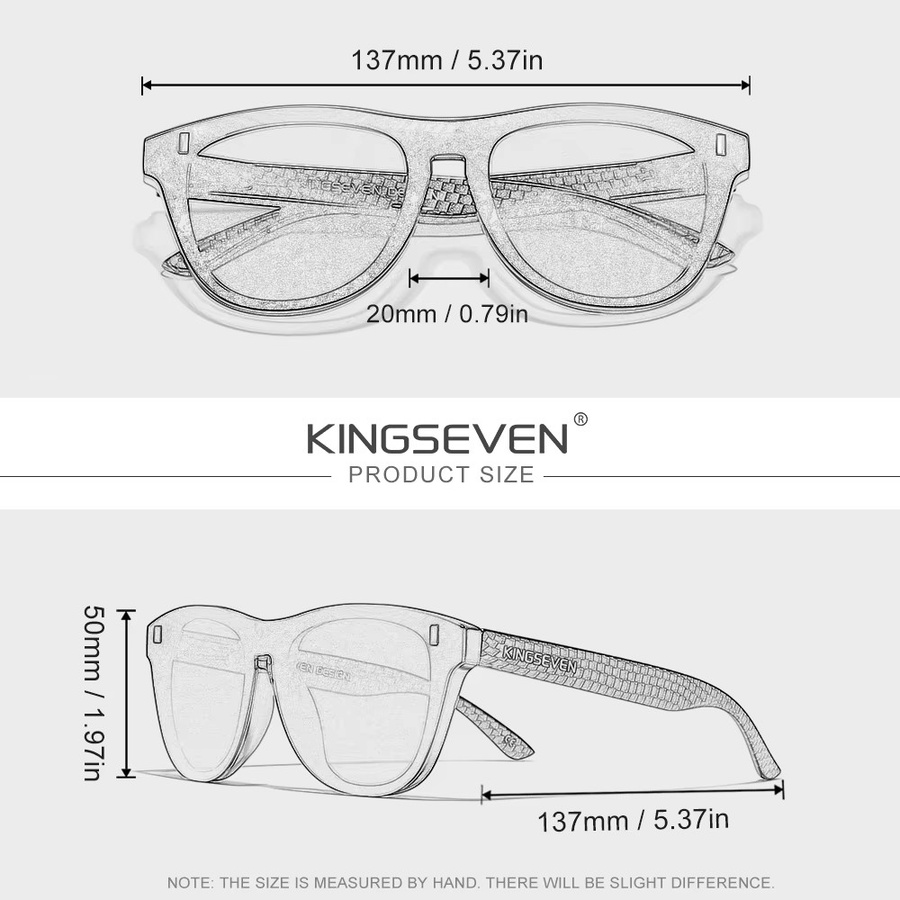 KINGSEVEN Sonnenbrille, randlos, rund, TR90, polarisiert, Unisex, schwarz - Bild 3
