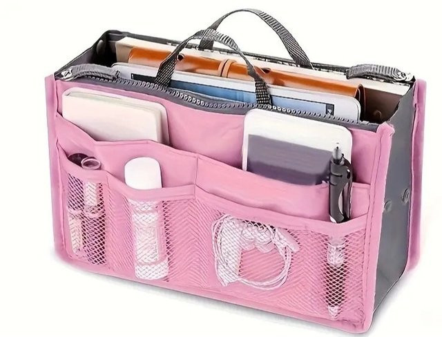 Multifunktionaler Handtaschen-Organizer in Schwarz und Pink, doppelt faltbare Aufbewahrungstasche mit großem Fassungsvermögen - Bild 1