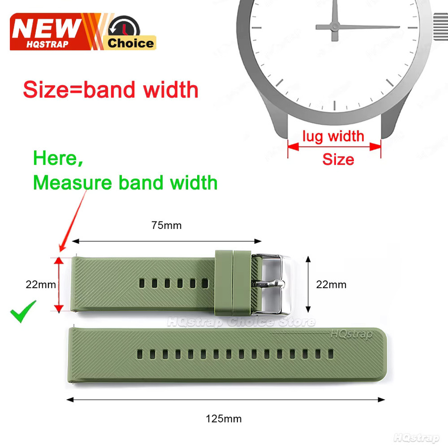 HQstrap Uhrenarmband Silikon, Unisex, 18/19/20/21/22 mm - Bild 3