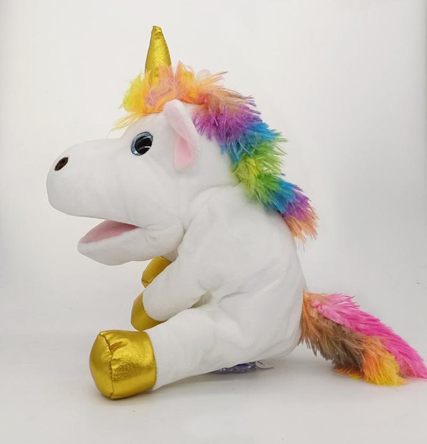 Yiran toy Einhorn Handpuppe Plüschtier, Rosa Weiß, ab 14 Jahren - Bild 1