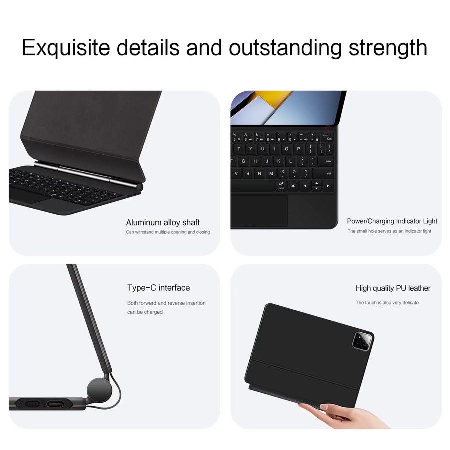 Magnetische Smart Case Tastatur für Xiaomi POCO Pad X1 und Mi Pad 7 Pro 8 Pro 11,2 Zoll Multi-Touch Tastaturabdeckung in Schwarz oder Weiß - Bild 4