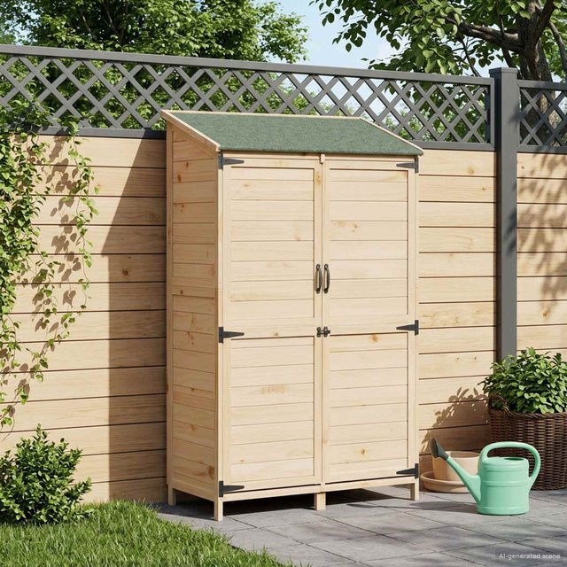 Gartenschuppen VD Home Furnishing aus massivem Fichtenholz in Braun, B/T/H: 106,5 x 56 x 176 cm - Bild 1