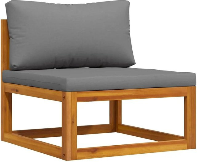 vidaXL Modular-Mittelsofa aus Akazienholz mit grauen Kissen aus Polyester - Bild 1