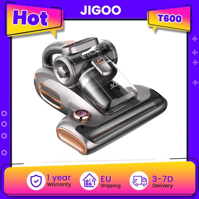 JIGOO T600 Matratzen-Staubsauger mit 700W, 15KPa Saugkraft, UV-Lampe, 60 °C Heißlufttrocknung und Aromadiffusor in Weiß - Bild 1