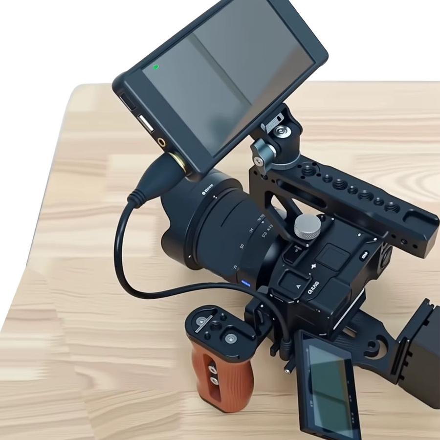 sgrium Universal-Kamerakäfig für Sony mit Holzgriff und Kaltschuh in Schwarz - Bild 4
