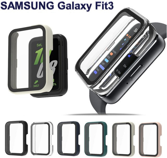 NEY Displayschutzfolie aus gehärtetem Glas und Schutzhülle aus hartem PC für Samsung Galaxy Fit 3 in Silber - Bild 1