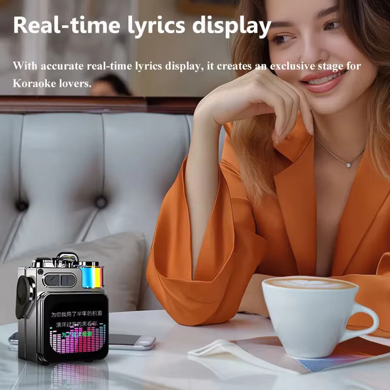 JINSERTA Bluetooth Lautsprecher mit Smart Touch Screen, tragbarer Mini Audio Player in Schwarz mit App-Steuerung und Freisprechfunktion - Bild 2