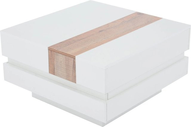 okwish Couchtisch quadratisch mit ausziehbarer Tischplatte in Weiß, B/T/H: 70 x 70 x 39 cm - Bild 1