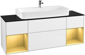 V&B Waschtischunterschrank Finion mit Wandbeleuchtung, Farbe Weiß lackiert mit Gold, B/T/H: 160 x 50,1 x 50,1 cm - Bild 1