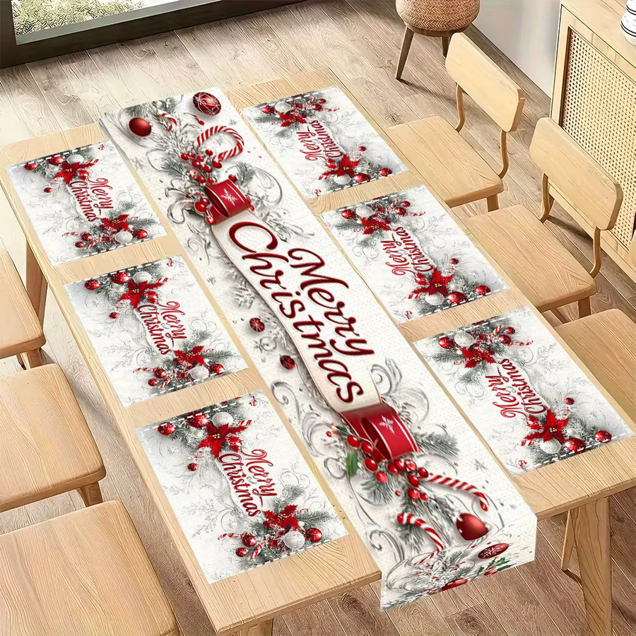 JIT Tischläufer Christmas Candy Cane aus Leinen mit weihnachtlichem Grafikdruck - Bild 2