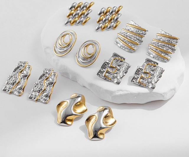 Loe Ohrringe Edelstahl, Gold & Silber Farbe, Damen - Bild 1
