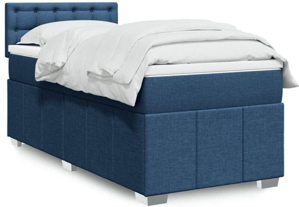 Vidaxl Boxspringbett mit Matratze in Blau und Weiß aus Stoff, Modern, B/T/H: 200 x 100 x 100,5 cm - Bild 1