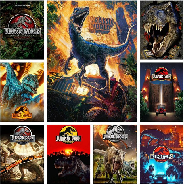 KAYOU Jurassic World Diamond Painting Kit Dinosaurier-Stickerei DIY-Mosaik in Multicolour, B/H: 30,0 x 20,0 cm - Bild 1