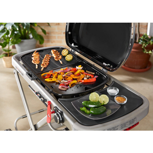 Weber Grillplatte für Traveler Gasgrill aus porzellanemailliertem Gusseisen, Grau, B/H/T: 32 x 1,3 x 34,5 cm - Bild 2