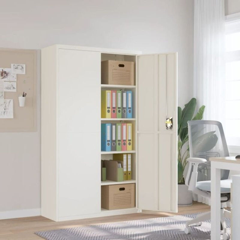 Vidaxl Aktenschrank aus Stahl in Weiß mit Drehtüren, B/T/H: 105 x 40 x 180 cm - Bild 1