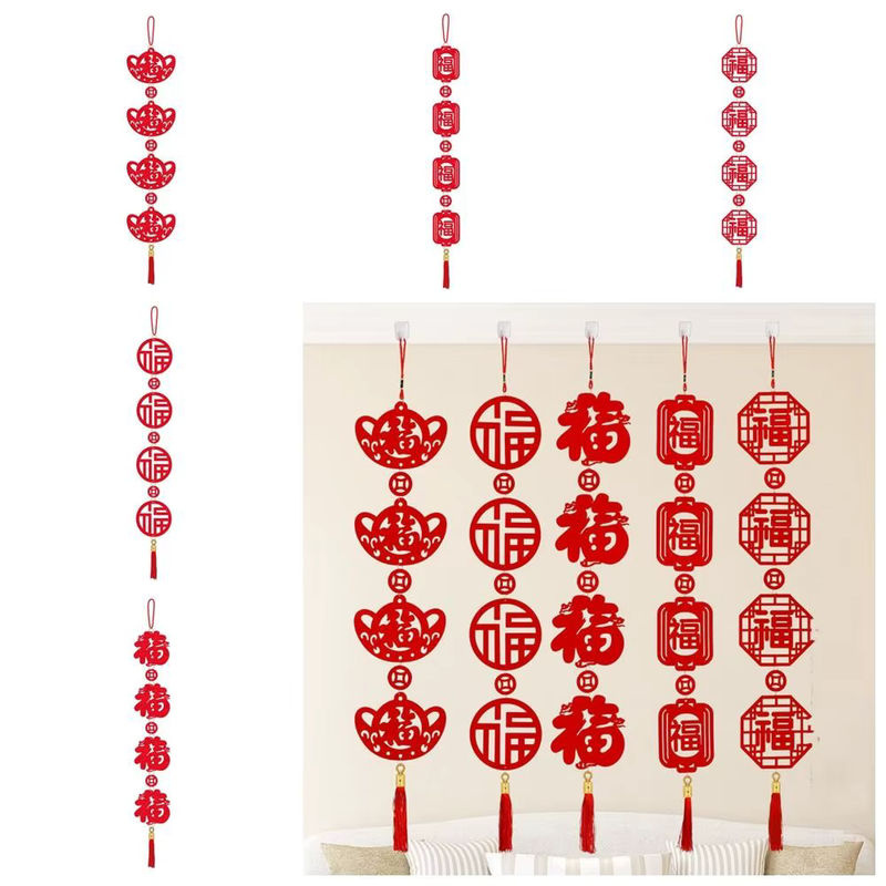 Rotes Hängeornament mit Schriftzug als orientalische Dekoration für das Chinesische Neujahr und Silvester - Bild 3