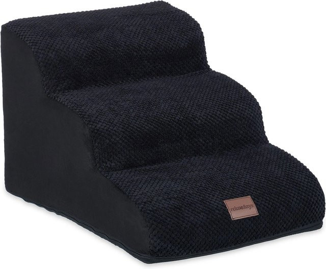 Relaxdays Hundetreppe mit 3 Stufen aus PU-Schaumstoff und Polyester in Schwarz, B/T/H: 33 x 41 x 54 cm - Bild 1