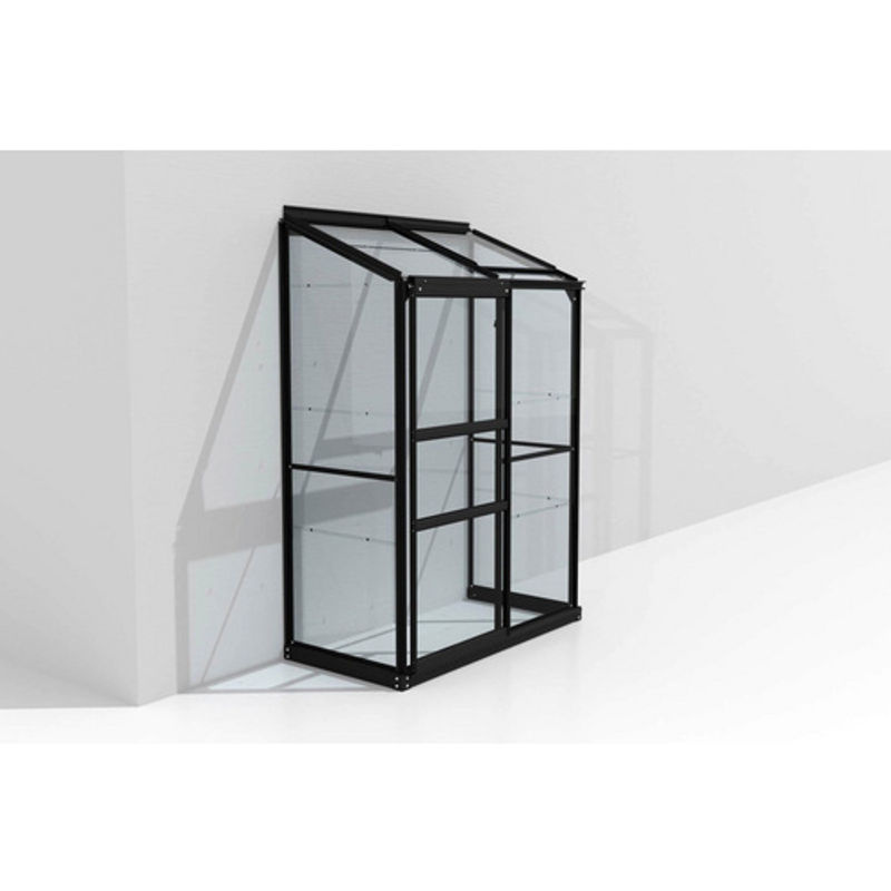 Vitavia Anlehn-Gewächshaus Styx 900 aus Aluminium mit Einscheiben-Sicherheitsglas in Schwarz, B: 13,06 cm, H: 182,3 cm, T: 68,8 cm - Bild 4