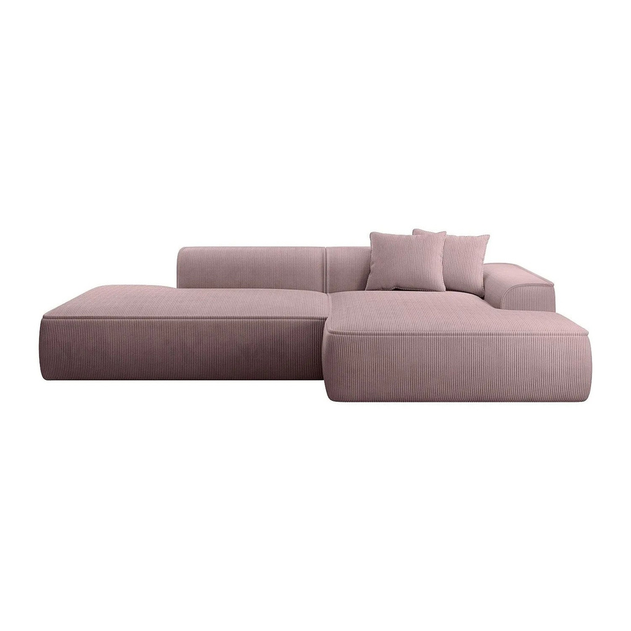 Vente-unique Ecksofa Erynel Malve in Dunkelpurpur mit Cord-Bezug, Breite: 305 cm - Bild 2