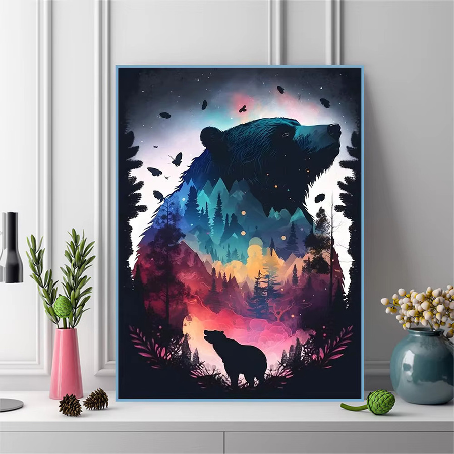 Momoart Diamantmalerei Bär Tier Muster DIY Mosaik Set für Erwachsene, Mehrfarbig, B/H: 30 x 30 cm - Bild 3