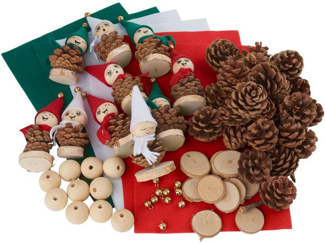 VBS Bastelset Tannenzapfen-Wichtel für Weihnachtsdekoration aus Naturmaterialien - Bild 1