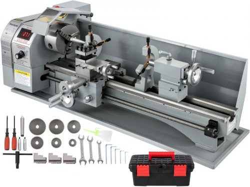 VEVOR Mini Metalldrehmaschine mit 1100W Leistung und variabler Drehzahl in Grau, B/T/H: 750 x 220 x 31,3 cm - Bild 1