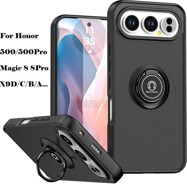 Magnetische OTT-Box Cover Drehbare Halterung für Honor 500 500 Pro 400 300 Magic 8 8 Pro 7 X9d/c/b/a X8 mit Fingerring in Blau - Bild 1