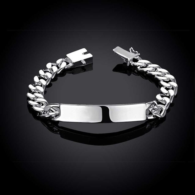 Italy Design Armband, 925 Silber, kubanische Gliederkette, Unisex - Bild 1
