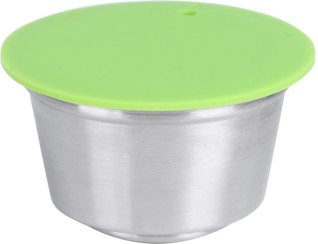 TOMTOP JMS Wiederverwendbarer Kaffeekapselbecher aus Edelstahl mit Feingewebe und Silikon, Passend für Dolce Gusto Kaffeemaschinen, Grün - Bild 1