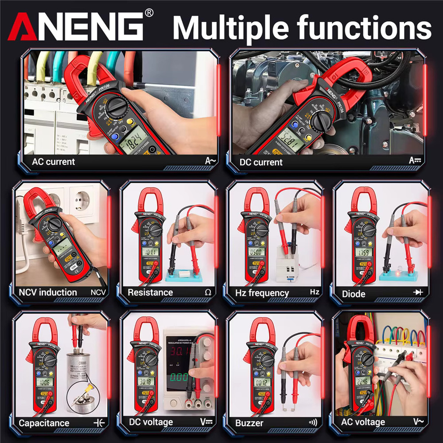 ANENG PN106 Multimeter-Zangenmessgerät für AC/DC Spannung, Strom, Widerstand, Kapazität und NCV Induktion mit True RMS - Bild 4